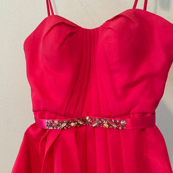 Evening Gown Fully Lined Design with Sequins Full Length  Pink  Size: S - Picture 9 of 10